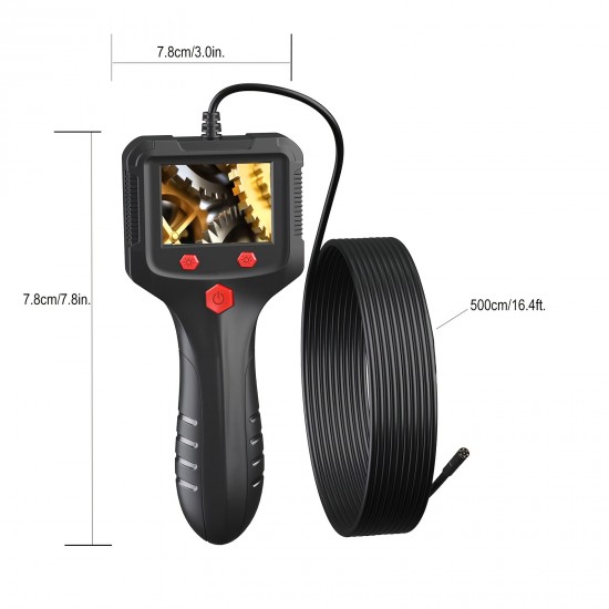 Industrial Endoscope Inspection Camera with 8 LED Lights, Handheld Sewer Scope, 16.4ft Cable